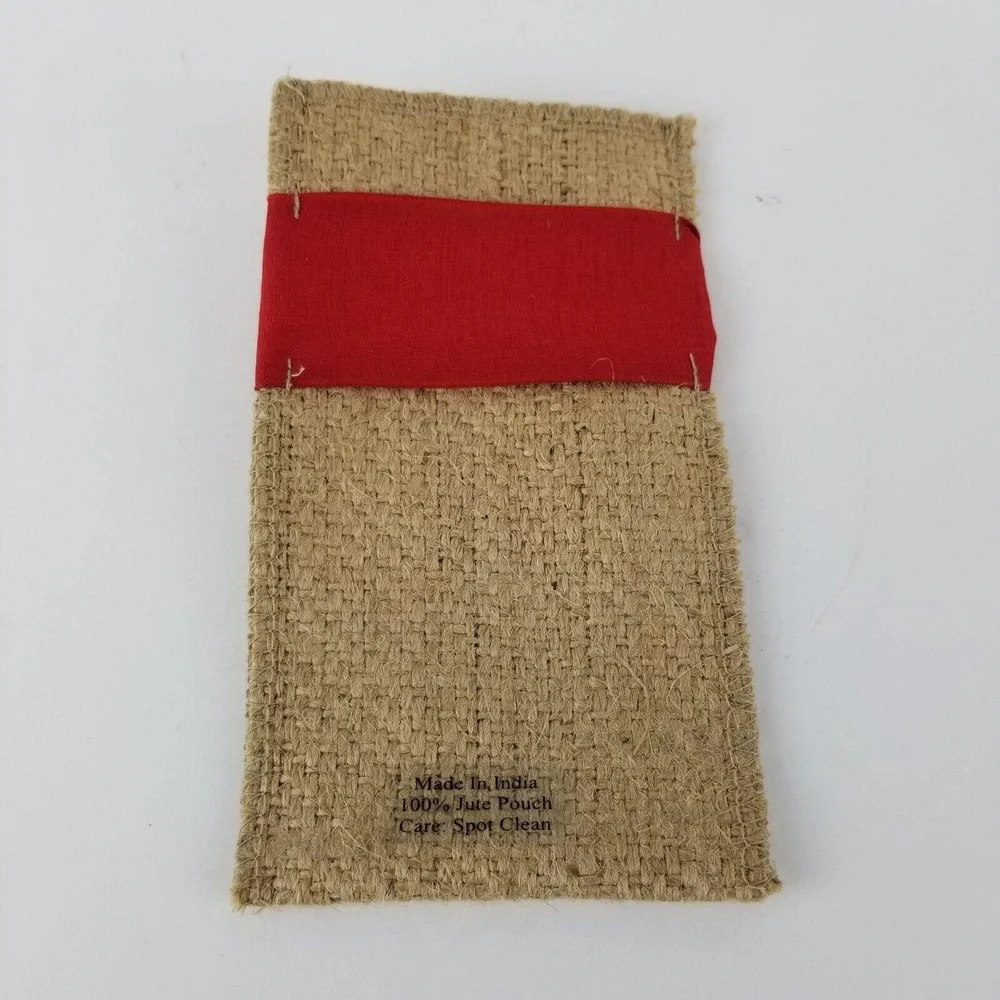 Le Cadeaux‎ Cutlery Couture Jute Silverware Pouches Red Bow 8pc Set Rustic Table